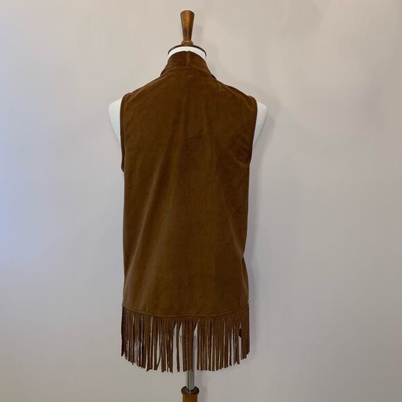 APT 9 Boho Fringe long brown open draped vest OSFA - Picture 2 of 6